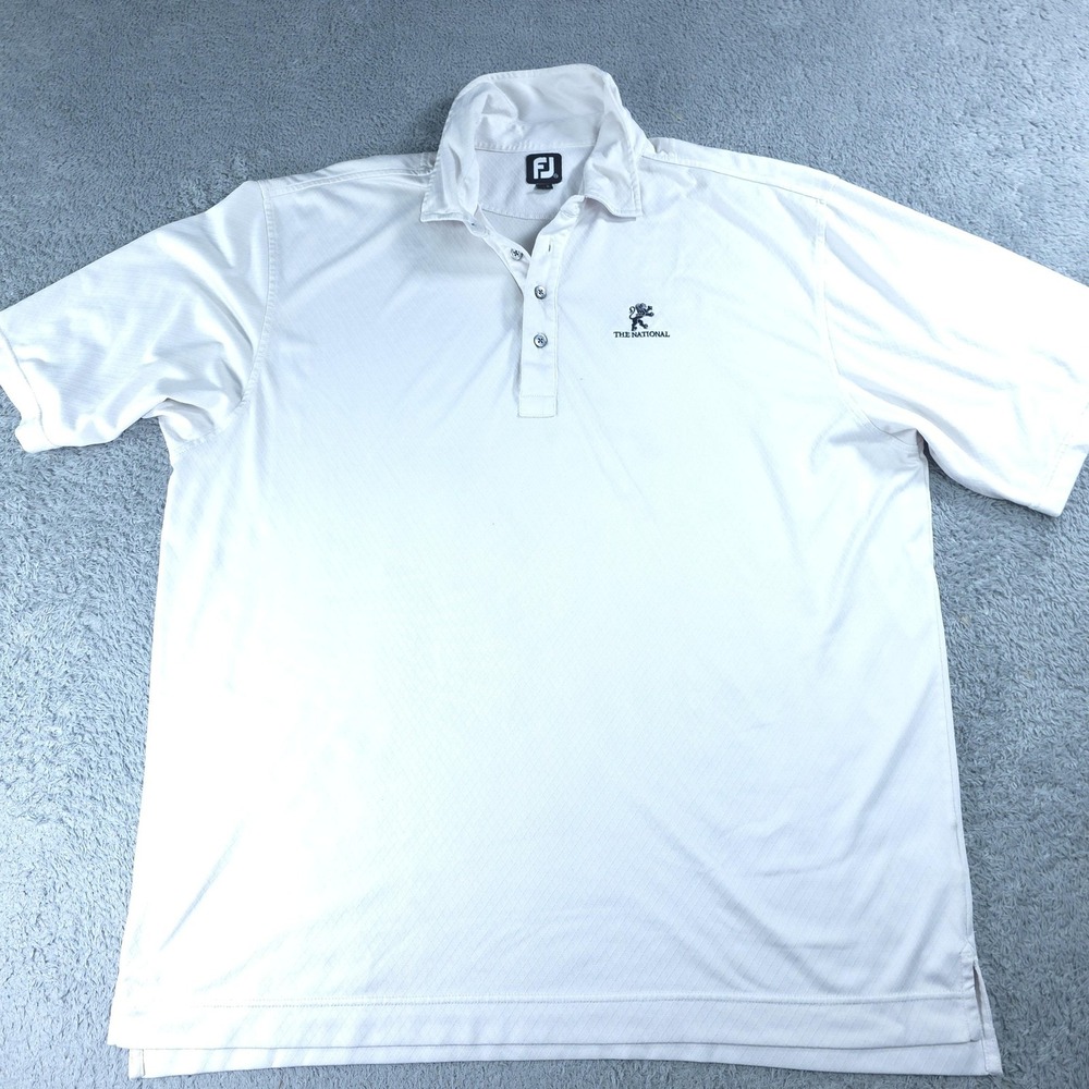 FootJoy Polo Shirt Mens 2XL White Diamond The National Golf Performance Stretch